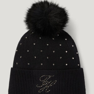 Daly Women Rhinestone Pom Pom Beanie BLACK