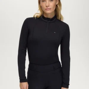 Cady Women 1/4 Zip Rhinestone Training Top BLACK